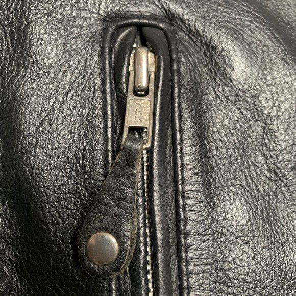 FIRST Classic Leather Jacket Mens Small Black Full Zip Motorcycle Riding Road - Picture 8 of 13